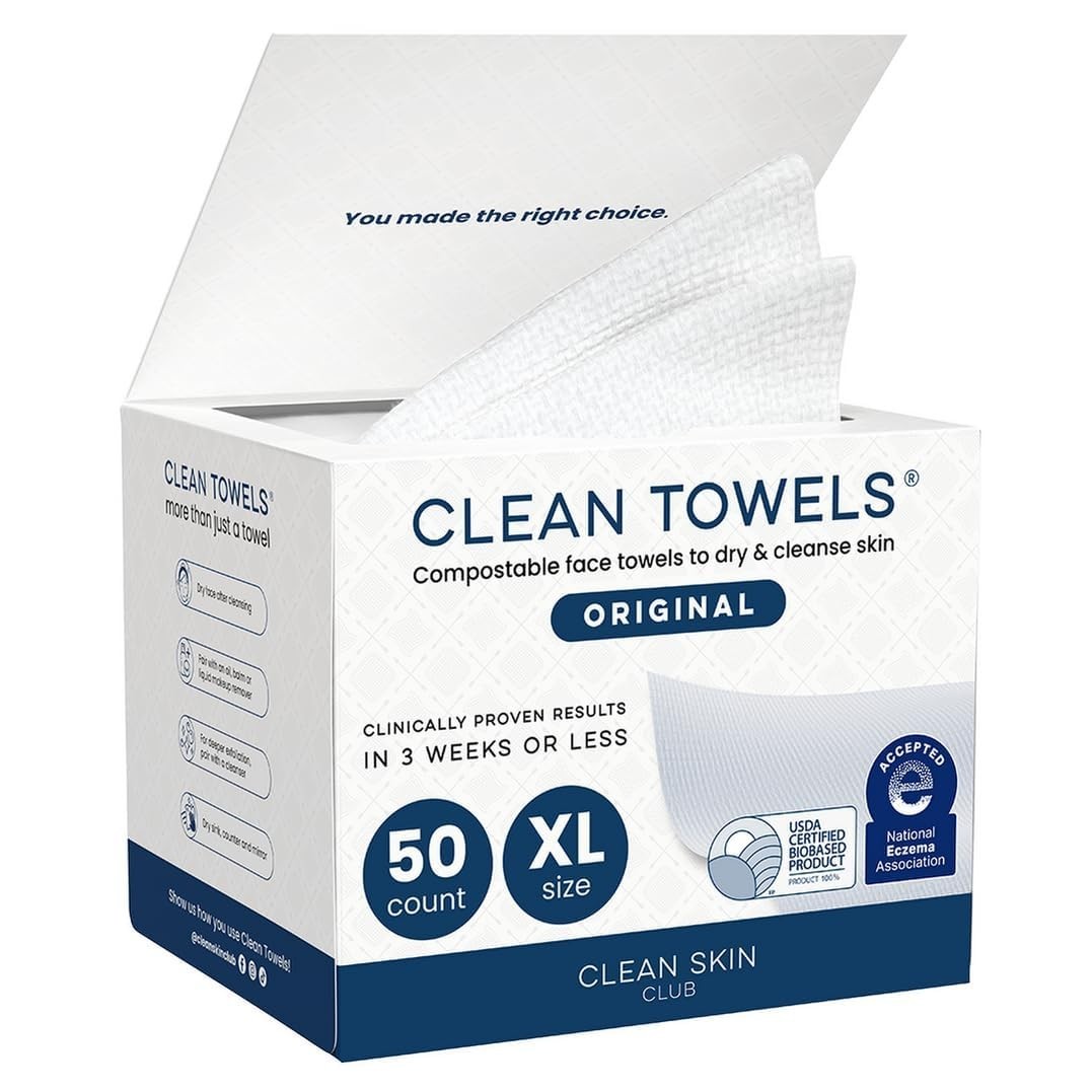 Clean Skin Club Clean Towels XL 50 Ct Disposable Face Towels Ultra Soft