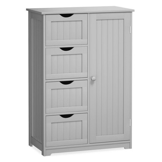 Costway Bathroom Storage Wooden 4 Drawer Cabinet Cupboard 2 Shelves Free Standin Costway Bathroom Storage Wooden 4 Drawer Cabinet Cupboard 2 Shelves Free Standin