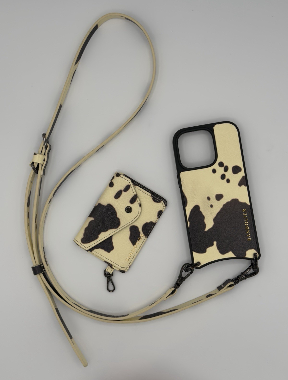 Bandolier Crossbody iPhone 16 Pro Case With Remi Wallet in Spotted Hyde/Pewter