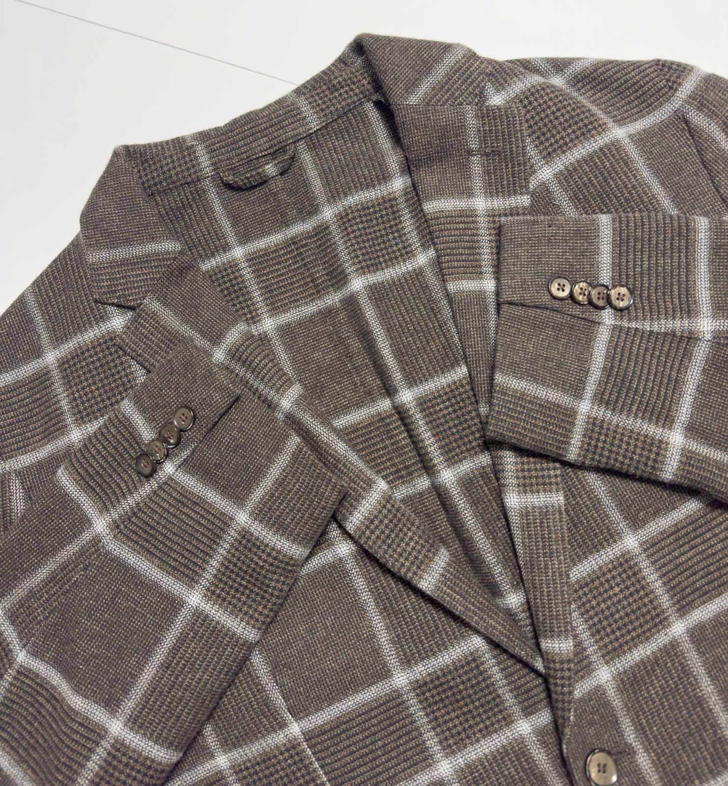 LBM 1911 Men\'s Blazer Sport Coat Sz 46 US 56 IT Brown Plaid Unstructured Cotton