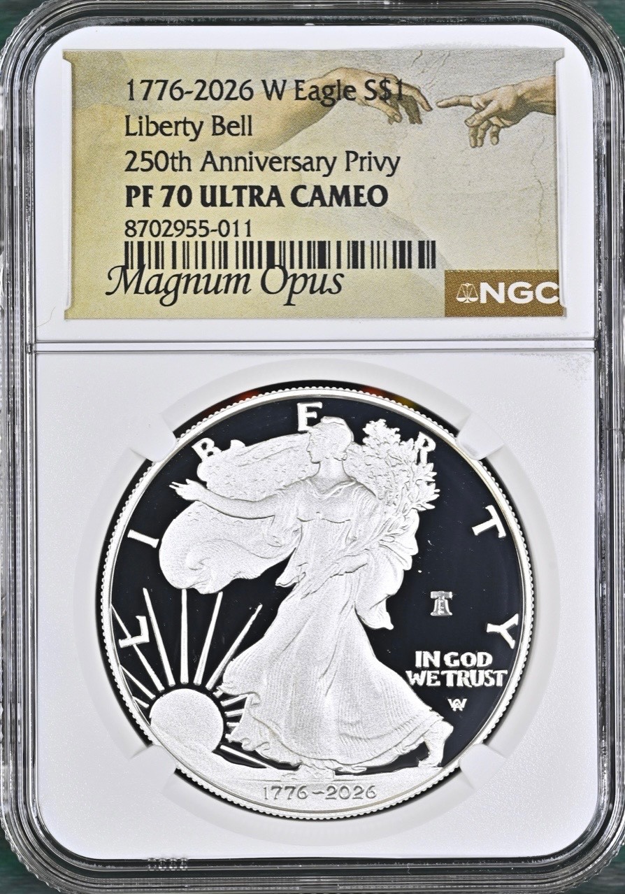 2026-W PROOF SILVER EAGLE Liberty Bell Privy 250  NGC PF70 UC - Magnum Opus 🔔