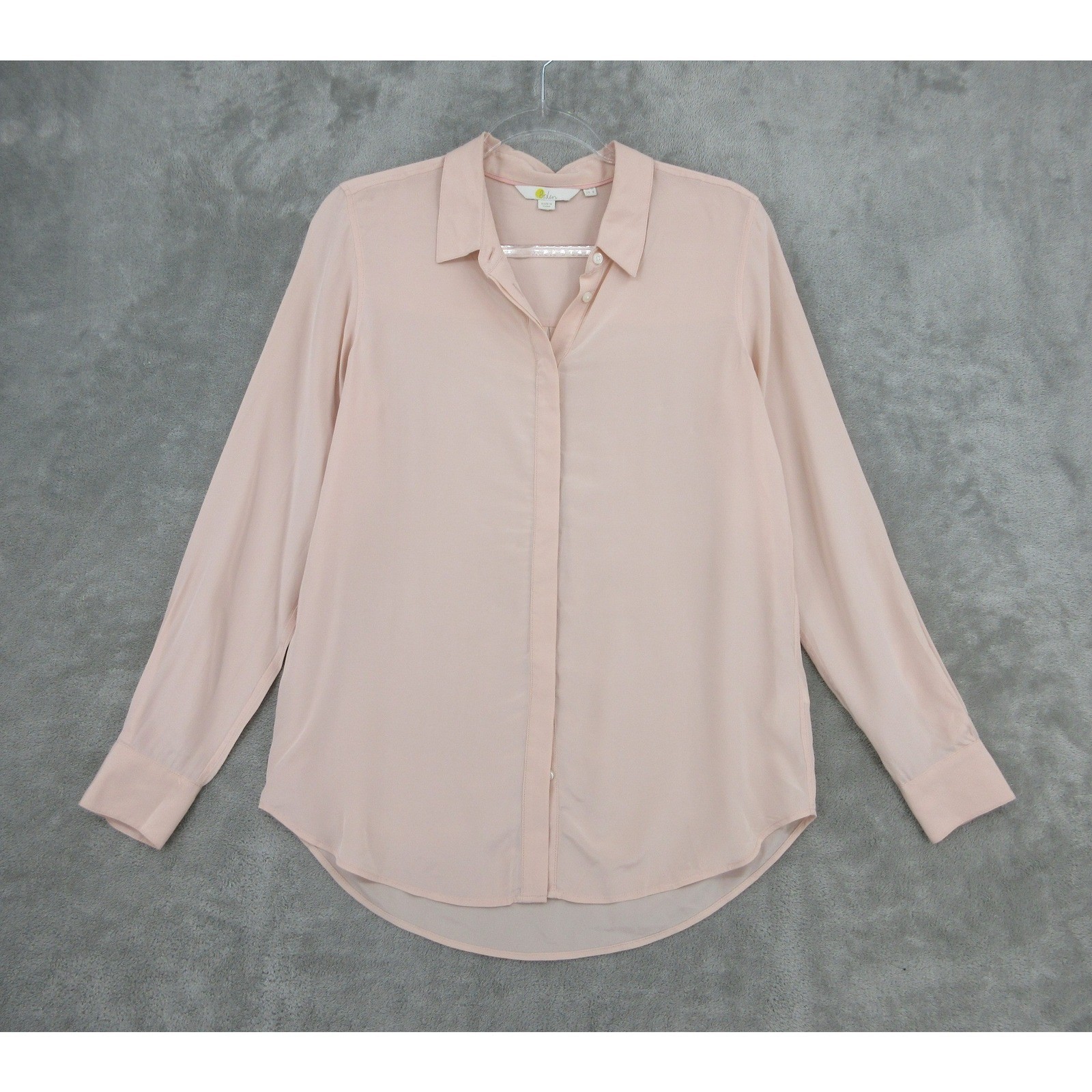Boden Blouse Womens Size 6 Light Pink Silk Quiet Luxury Minimalist Office Career