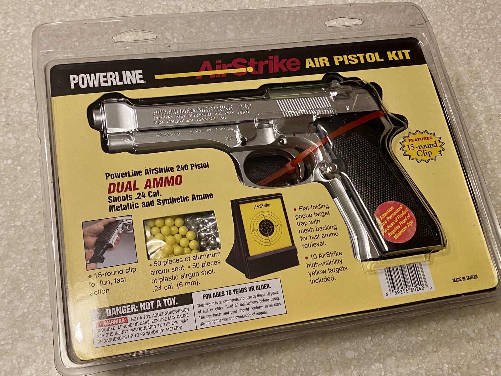 Vtg Daisy Powerline Airstrike 240 Air Pistol Kit with Manual, Pellets, & Target