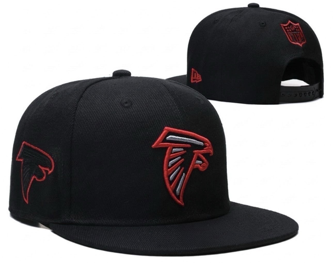 Atlanta Falcons Snapback Hat Black Red Embroidered Logo Flat Brim Adjustable Cap