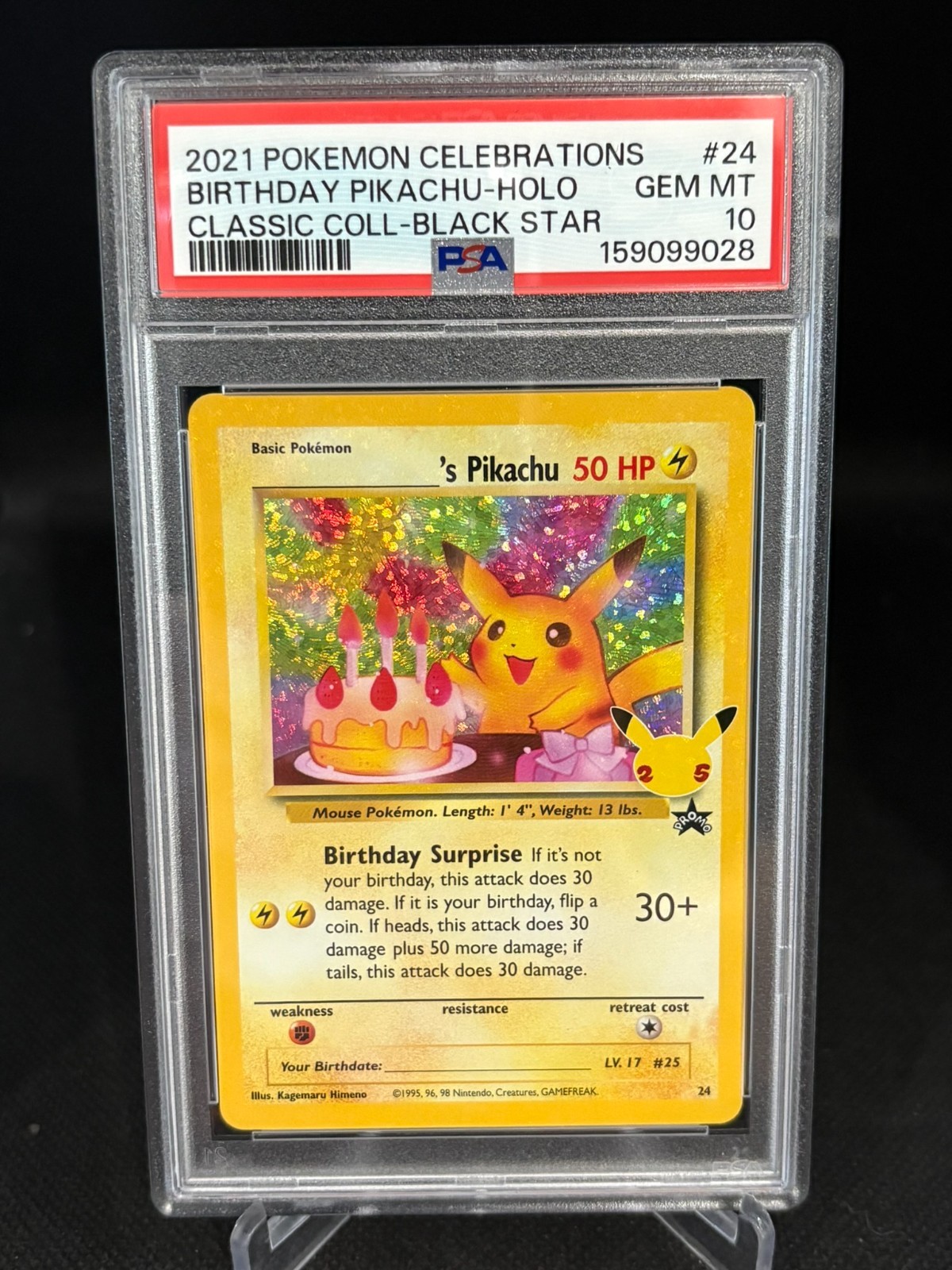 Pokemon Birthday Pikachu Holo Celebrations Classic PSA 10