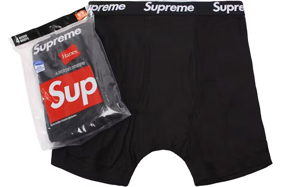 Supreme Hanes Boxer Briefs (4 Pack) Black Supreme Hanes Boxer Briefs (4 Pack) Black