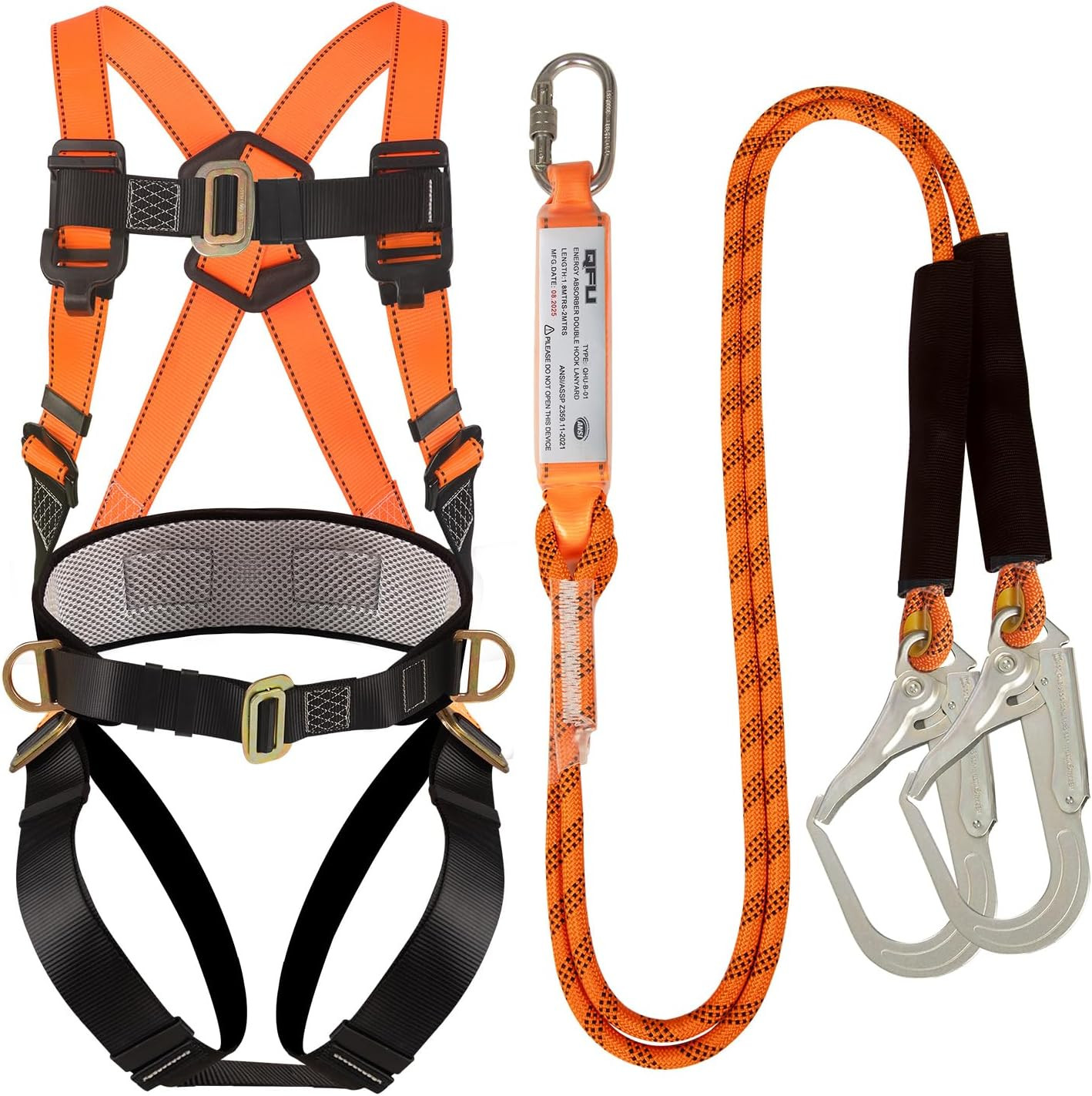 Kit de Arnes de Seguridad de Cuerpo Completo contra Caidas Amortiguador Rope