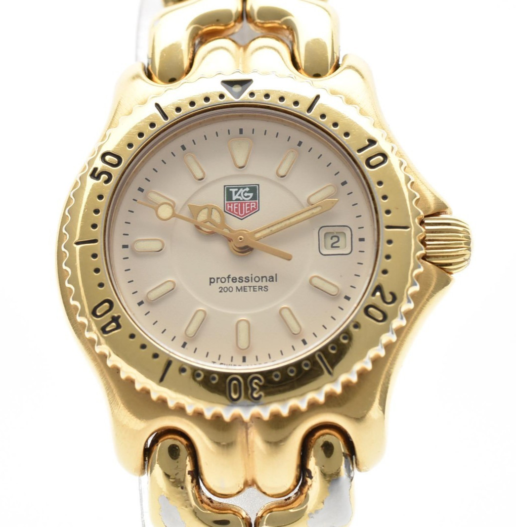 Vintage [EXC+5] TAG Heuer Pro WG1330-0 42mm Cream Dial Gold 200m Unisex Watch