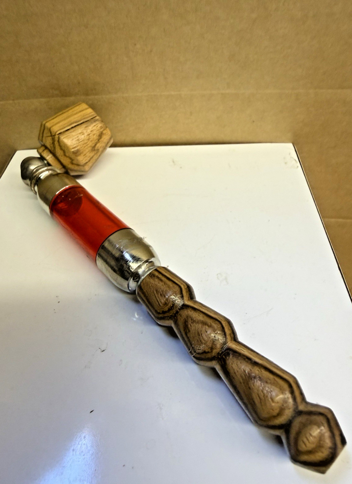 Vtg Unused Rare Deco Brown And Red Wood Pipes 7 Inch Unused 1970's Vtg Unused Rare Deco Brown And Red Wood Pipes 7 Inch Unused 1970's