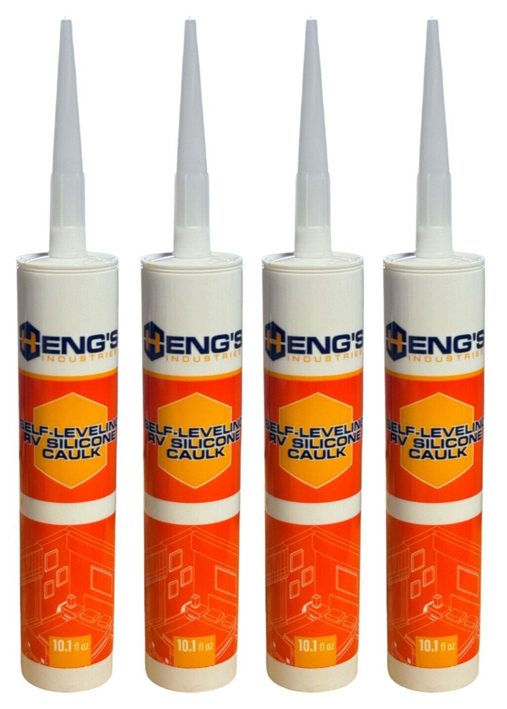4 Pack Hengs 9550 Self Leveling RV Silicon White Rubber Roof Caulk Sealant