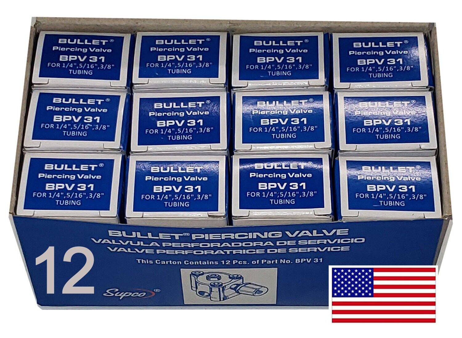 (12 Pack) BPV31 BPV-31 Supco Bullet Piercing Valve 1/4\