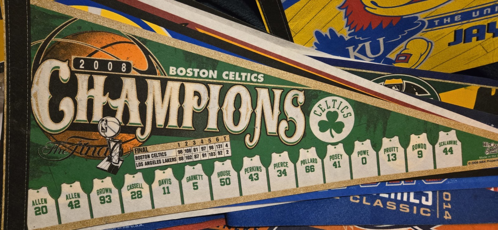 NBA Boston Celtics Vintage 1985-1986 World Champions Team Logo Roster Pennant