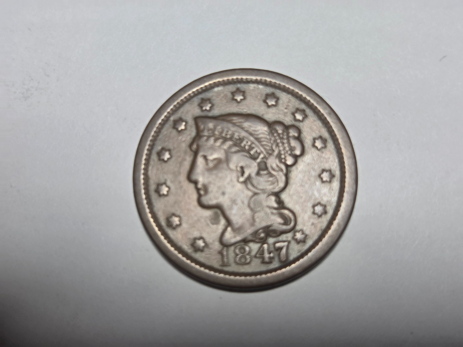 1847 large cent 7 over SMALL 7 (EXTRA FINE TO AU. ) 1847 large cent 7 over SMALL 7 (EXTRA FINE TO AU. )