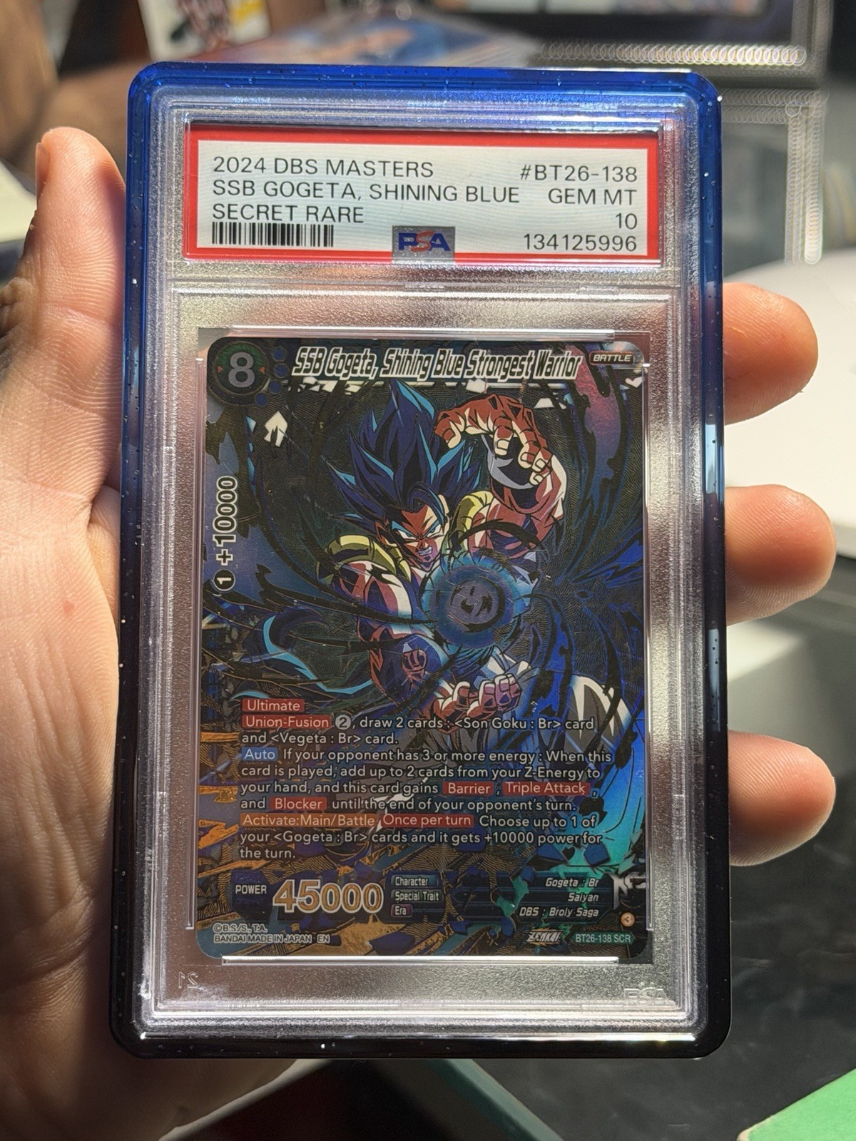 Bandai 2024 DBS Masters SSB Gogeta Shining Blue SCR Foil BT26-138 PSA 10 Bandai 2024 DBS Masters SSB Gogeta Shining Blue SCR Foil BT26-138 PSA 10