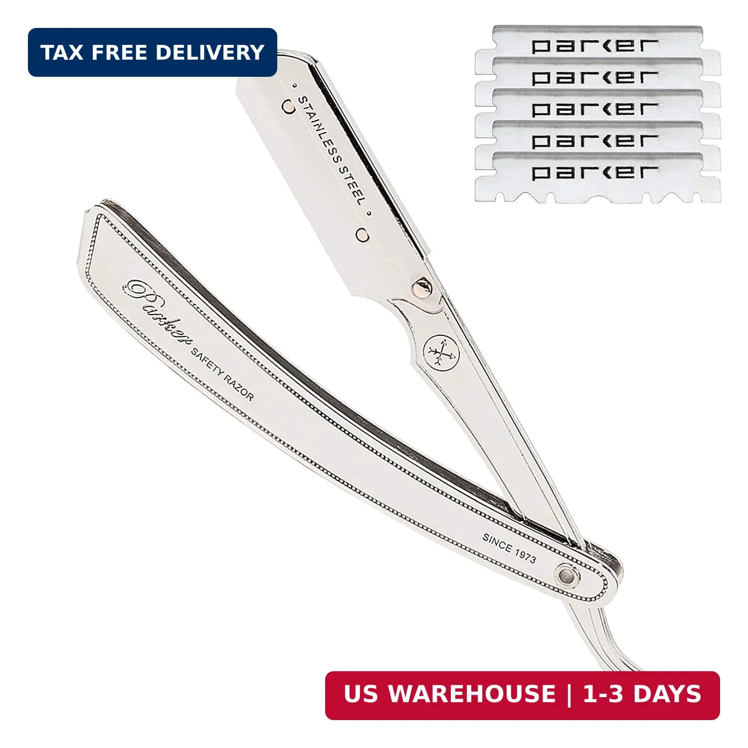 Parker SRX Straight Razor, All Stainless Steel Barber Razor, Heavy Duty Parker SRX Straight Razor, All Stainless Steel Barber Razor, Heavy Duty