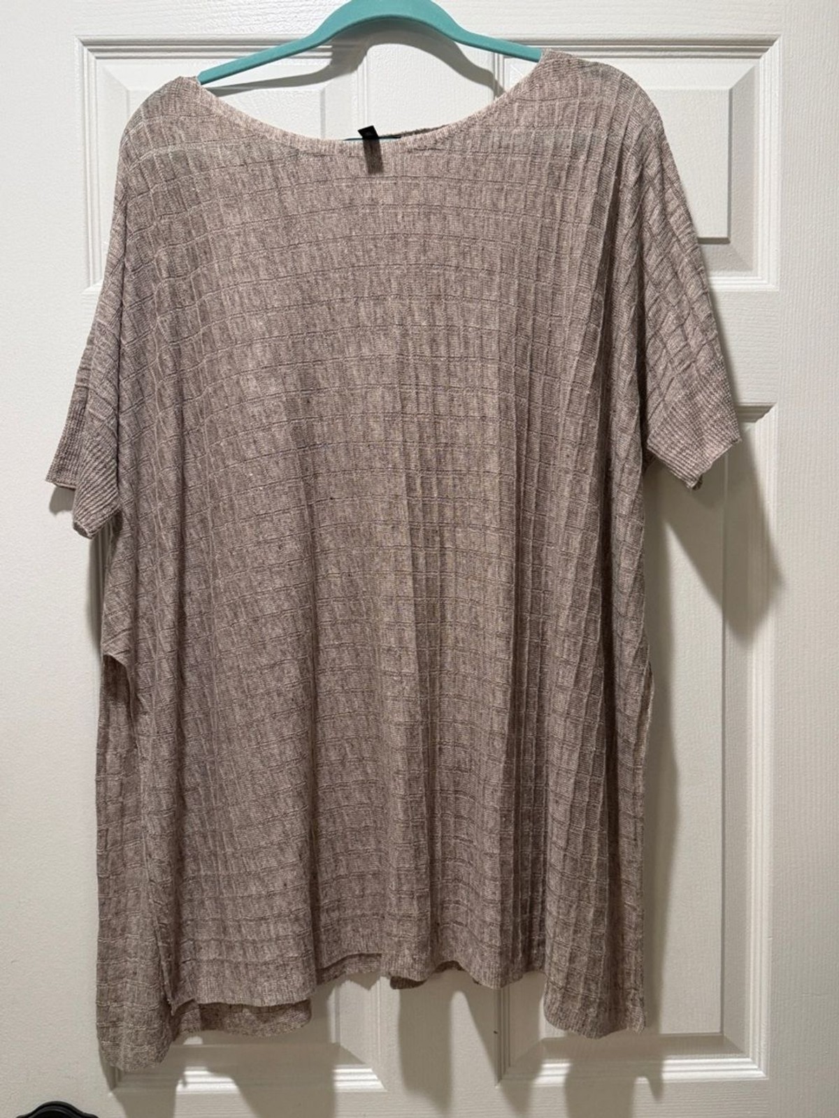 Eileen Fisher Relaxed Ribbed Short-Sleeve Tunic in Light Taupe Eileen Fisher Relaxed Ribbed Short-Sleeve Tunic in Light Taupe