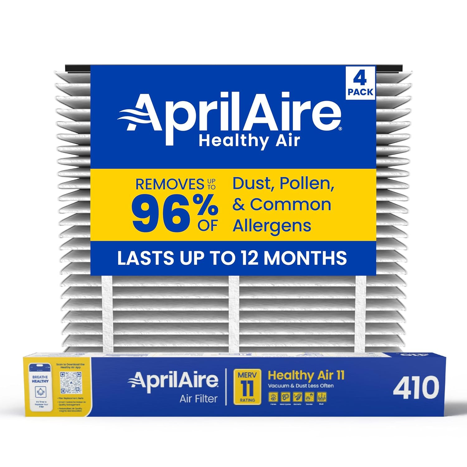 410 Replacement Filter for  Whole House Air Purifiers - MERV 11, Clean Air & Dus