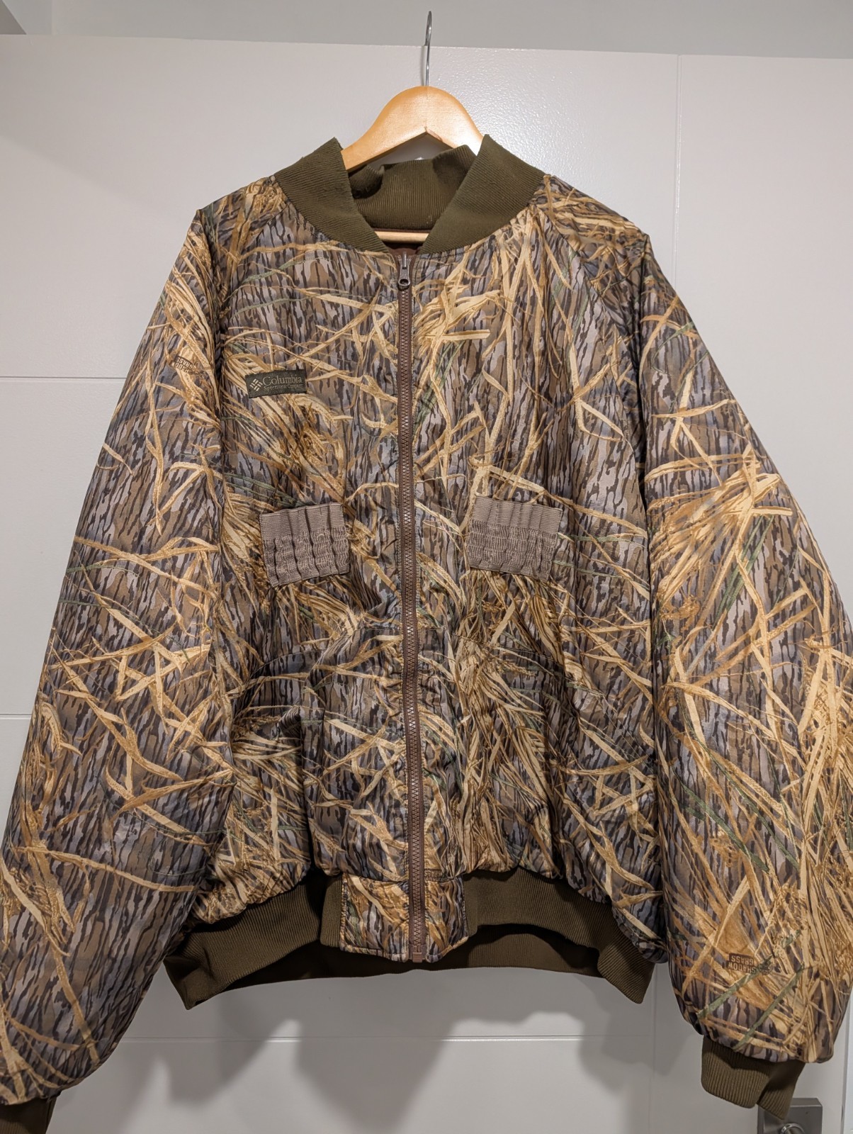 Vintage Columbia Shadow Grass Mens 3XL Reversible Hunting Jacket Camo Brown