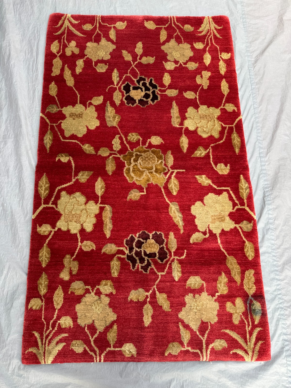 3.1x5.2ft hand knotted silk style floral design caucasian vintage rug 3.1x5.2ft hand knotted silk style floral design caucasian vintage rug