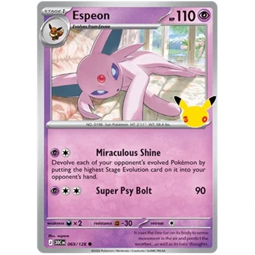 Espeon 069/128 30th Celebration Holo Espeon 069/128 30th Celebration Holo