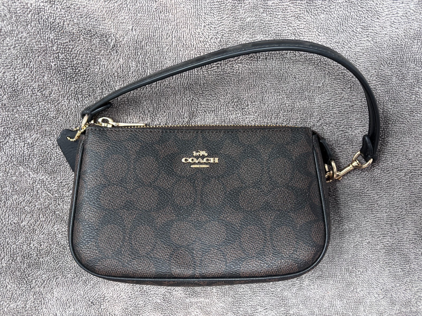 Coach Nolita 19 Signature Canvas Wristlet Shoulder Bag Gold/Walnut/Black CW426