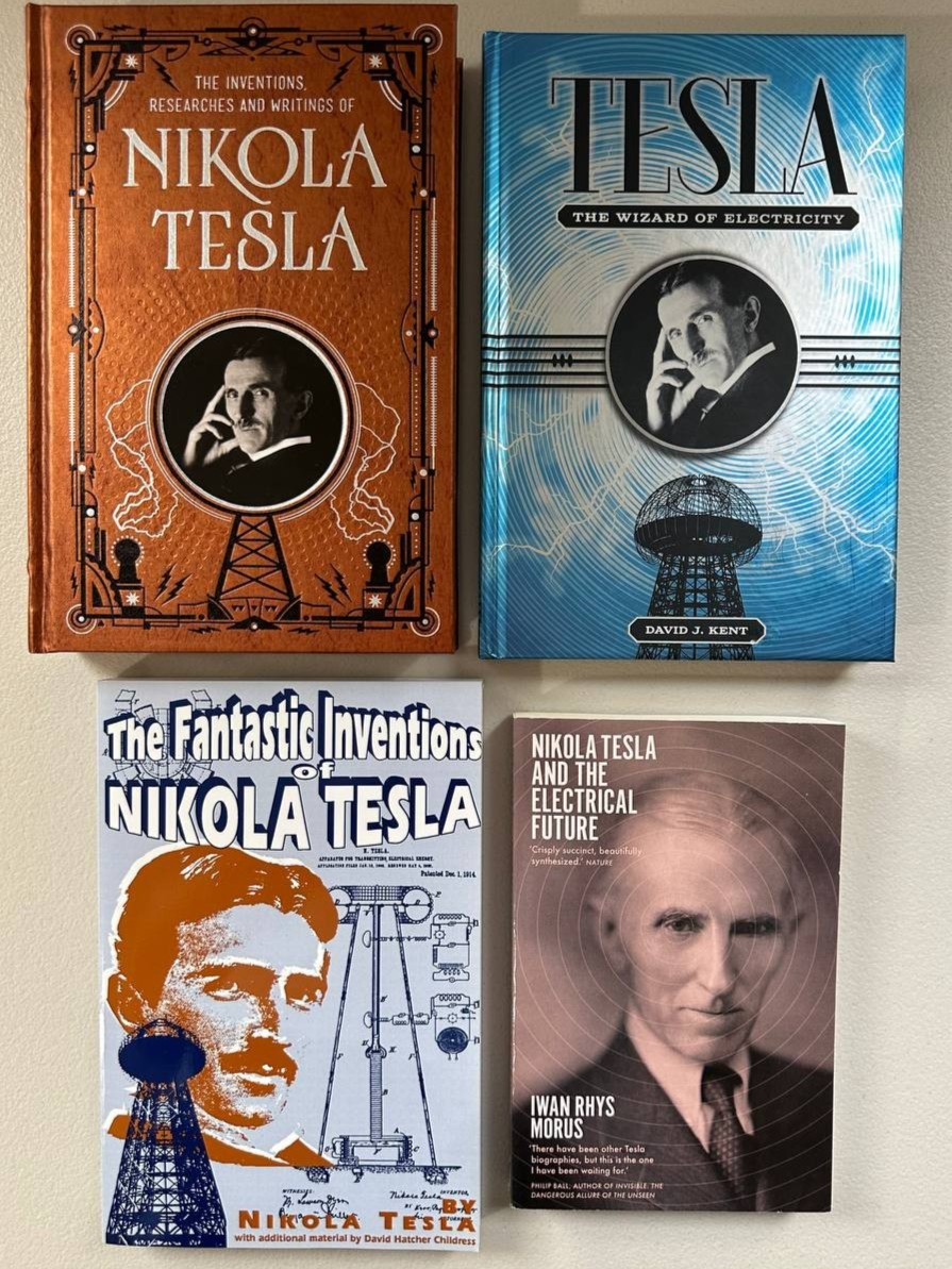 Nikola Tesla Book Lot 4x Hardcover Paperback Biography History Inventions Set