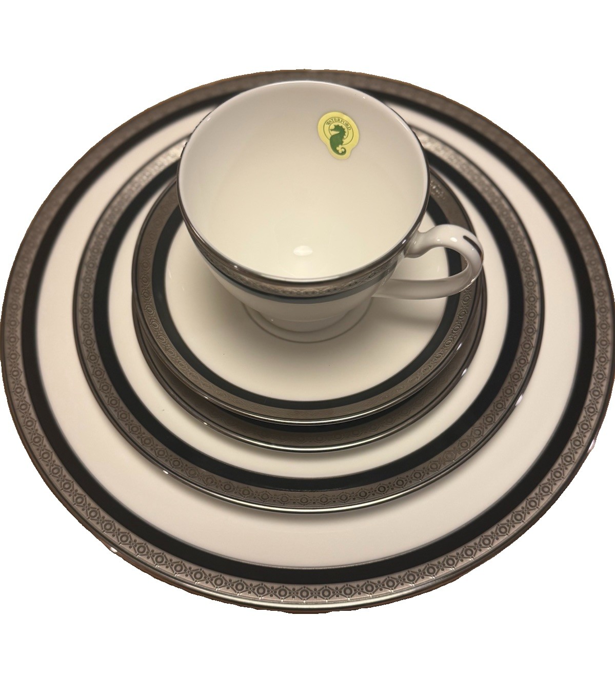 Waterford Colleen Fine Bone China 5 Pc Place Setting Platinum Japan NOS Labels