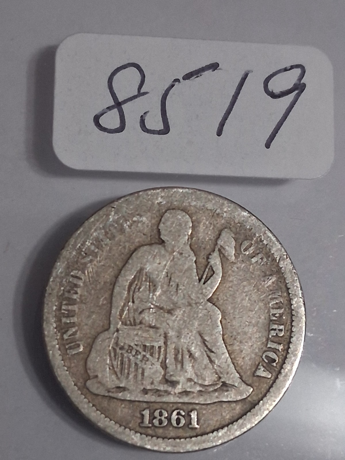 1861 P SEATED LIBERTY DIME - CIVIL WAR ERA - 1861 P SEATED LIBERTY DIME - CIVIL WAR ERA -