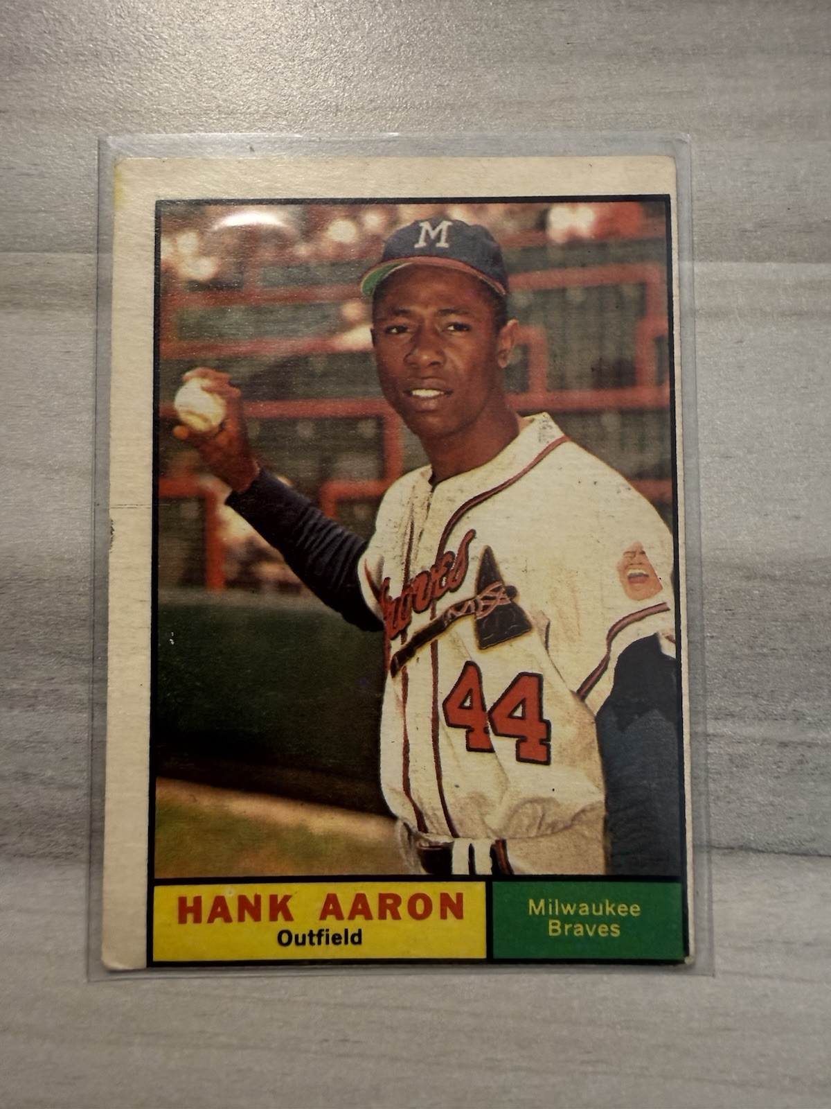 Topps 1961 Hank Aaron #415 Milwaukee Braves Baseball Card Base Set Vintage Topps 1961 Hank Aaron #415 Milwaukee Braves Baseball Card Base Set Vintage