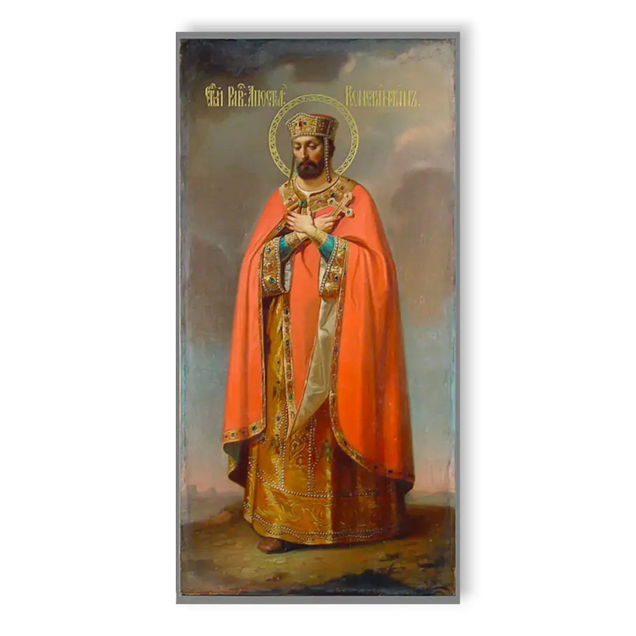 Saint Constantine the Emperor Equal of the Apostles. Wooden orthodox icon art