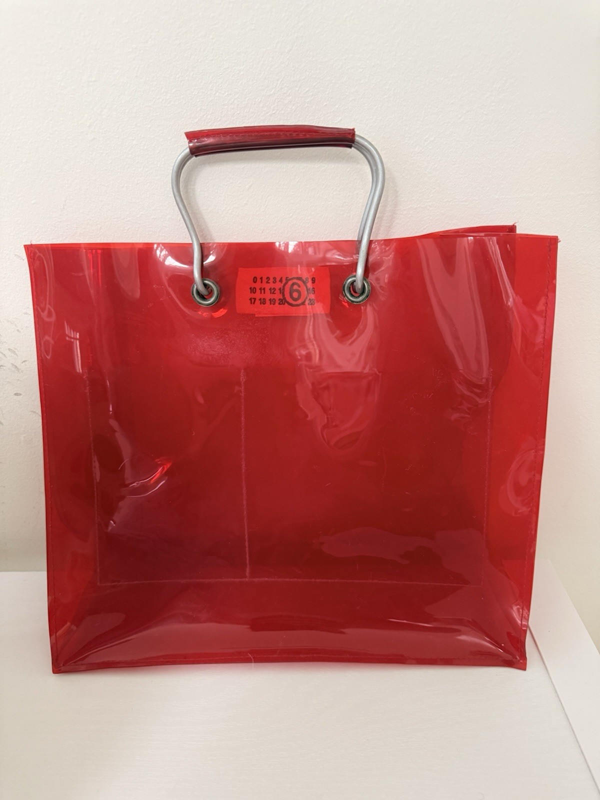 RARE Martin Margiela 6 Red PVC Tote Clear Vtg Vintage Y2K Aluminum Handles