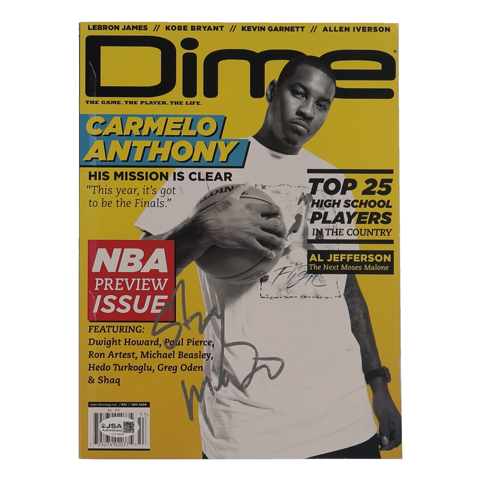 Carmelo Anthony Denver Nuggets SIGNED DIME Magazine JSA COA Autographed KNICKS Carmelo Anthony Denver Nuggets SIGNED DIME Magazine JSA COA Autographed KNICKS