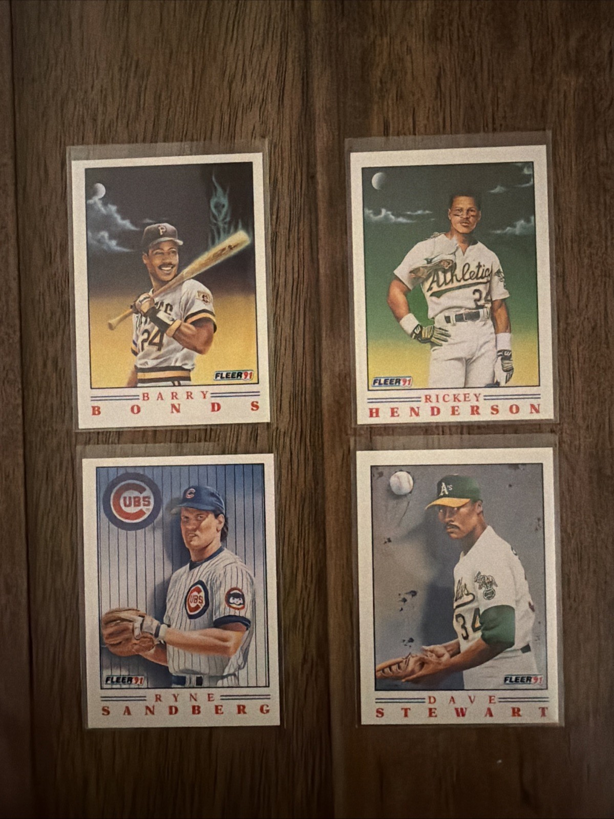 1991 Fleer Pro Visions insert set Cards 1-4 Henderson Bonds Sandberg Stewart