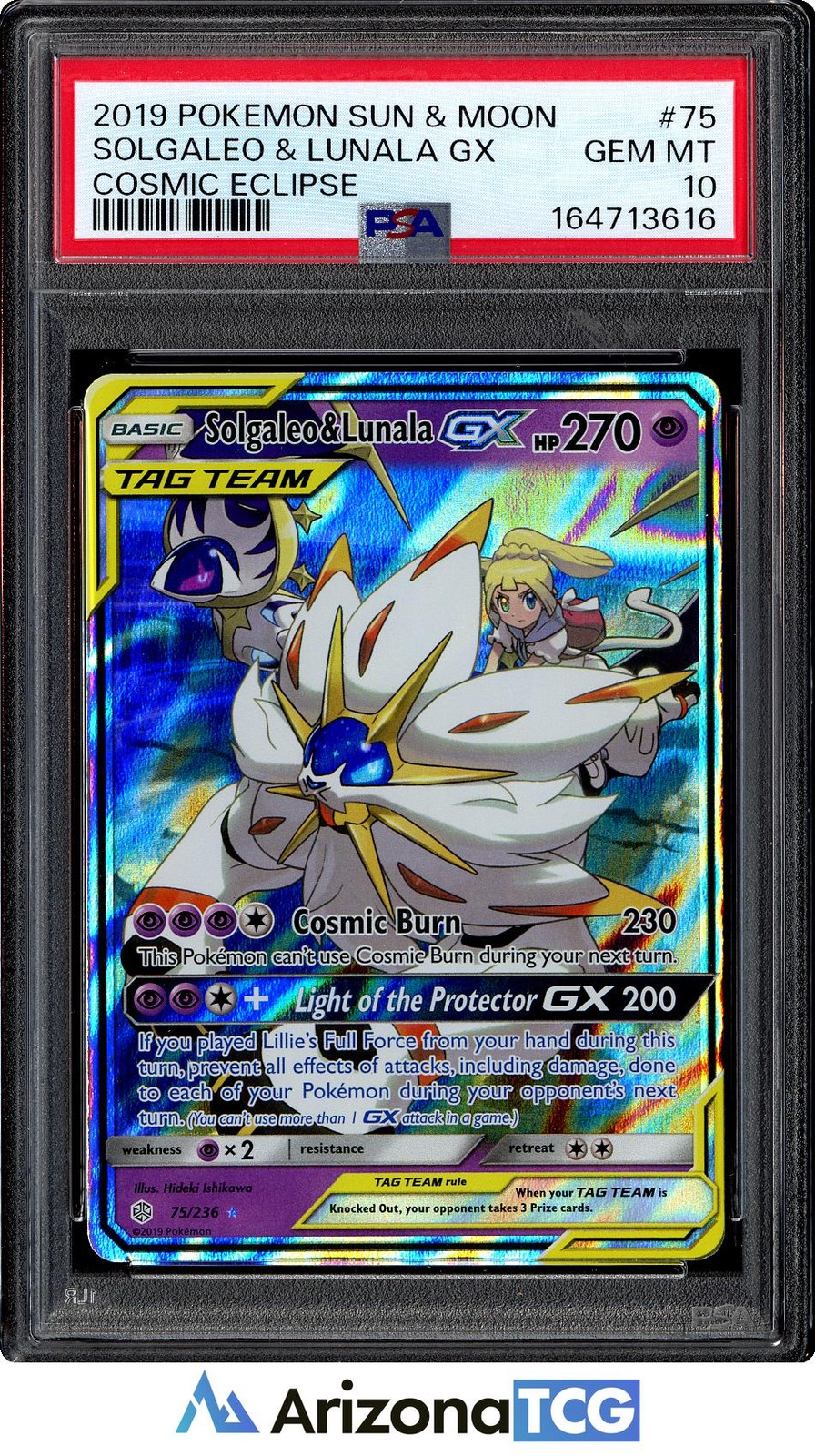 Pokemon 2019 Solgaleo & Lunala GX 75/236 Tag Team Cosmic Eclipse GEM MINT PSA 10