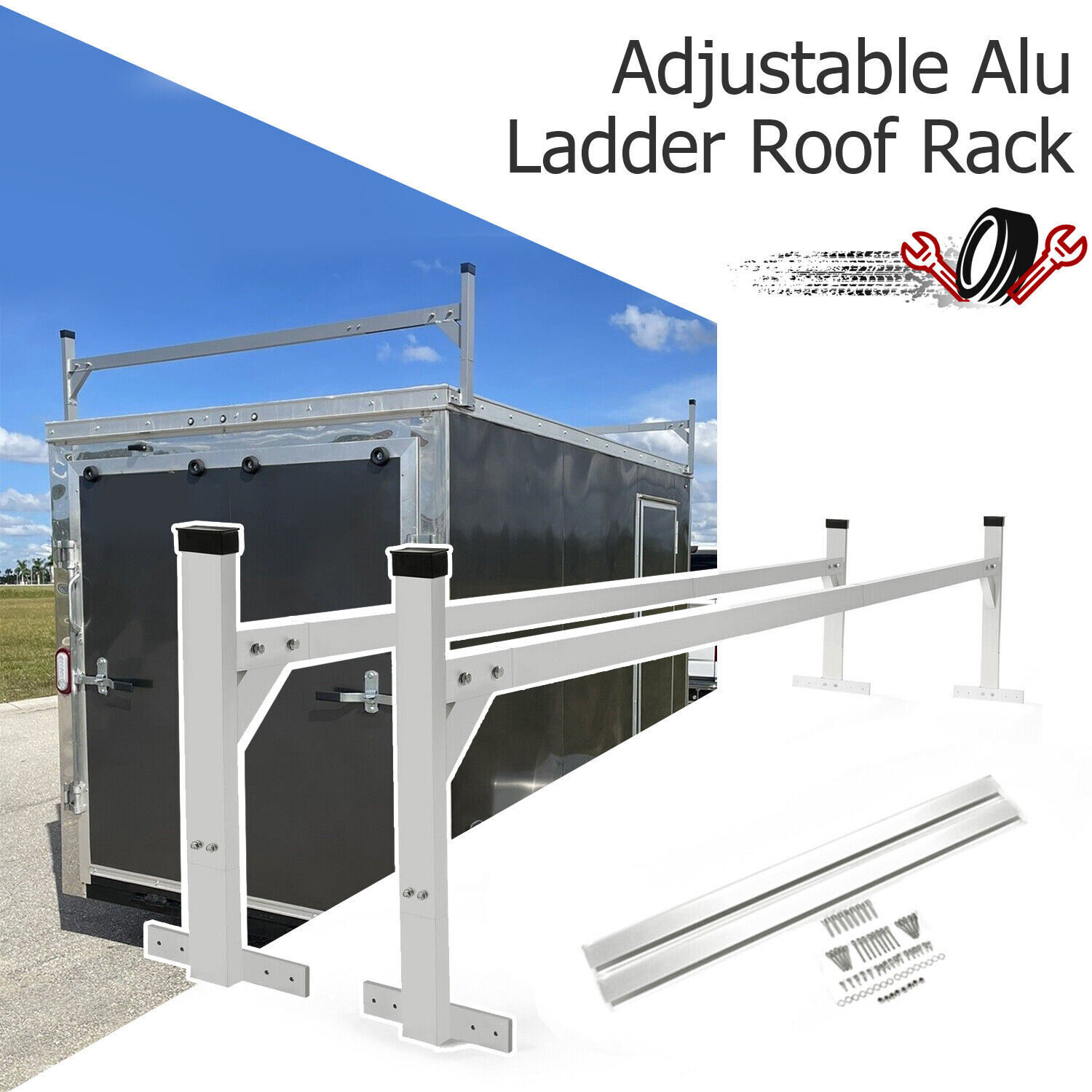 Adjustable Aluminum Roof Ladder Rack Bracket For Any Size Of Enclosed Trailers Adjustable Aluminum Roof Ladder Rack Bracket For Any Size Of Enclosed Trailers