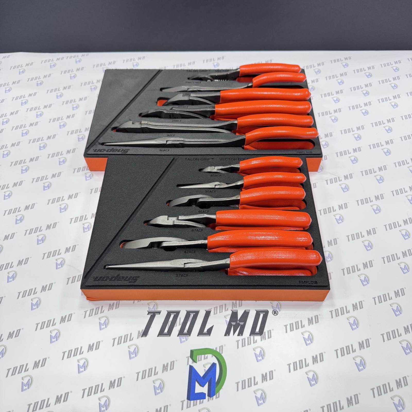 Snap-on Tools USA NEW ORANGE 12-Piece Essential Pliers / Cutters Foam Set
