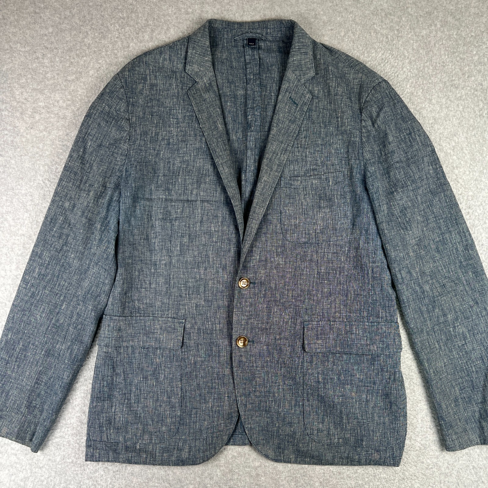 J Crew Linen Cotton Unstructured Sport Coat Blazer XL Mens Blue Suit Jacket