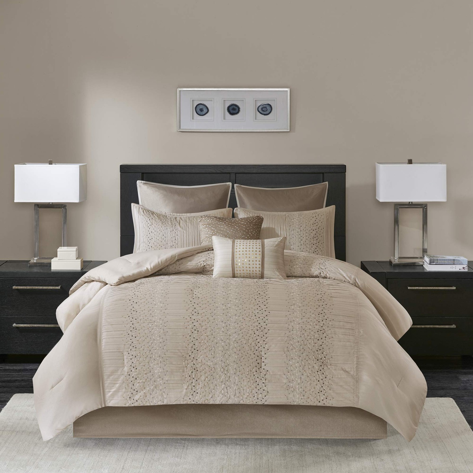Madison Park Luxury Trendy Design Comforter Set 8PC King Bedding Set