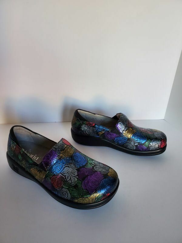 WOMEN\'S ALEGRIA KELI WORKWOMANSHIP MINI ROSES BLACK SIZE 8 NWT $130