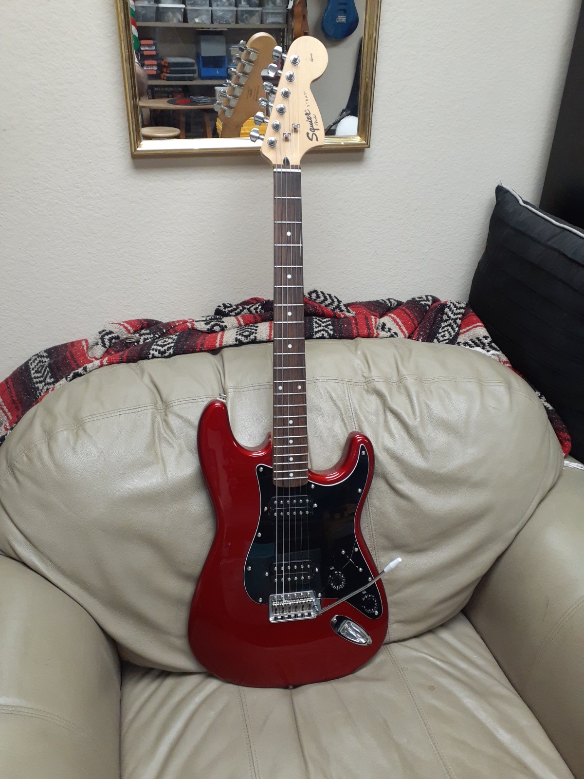 Beautiful Red Custom Squier by Fender Affinity Strat Guitar HH Alnico 5's