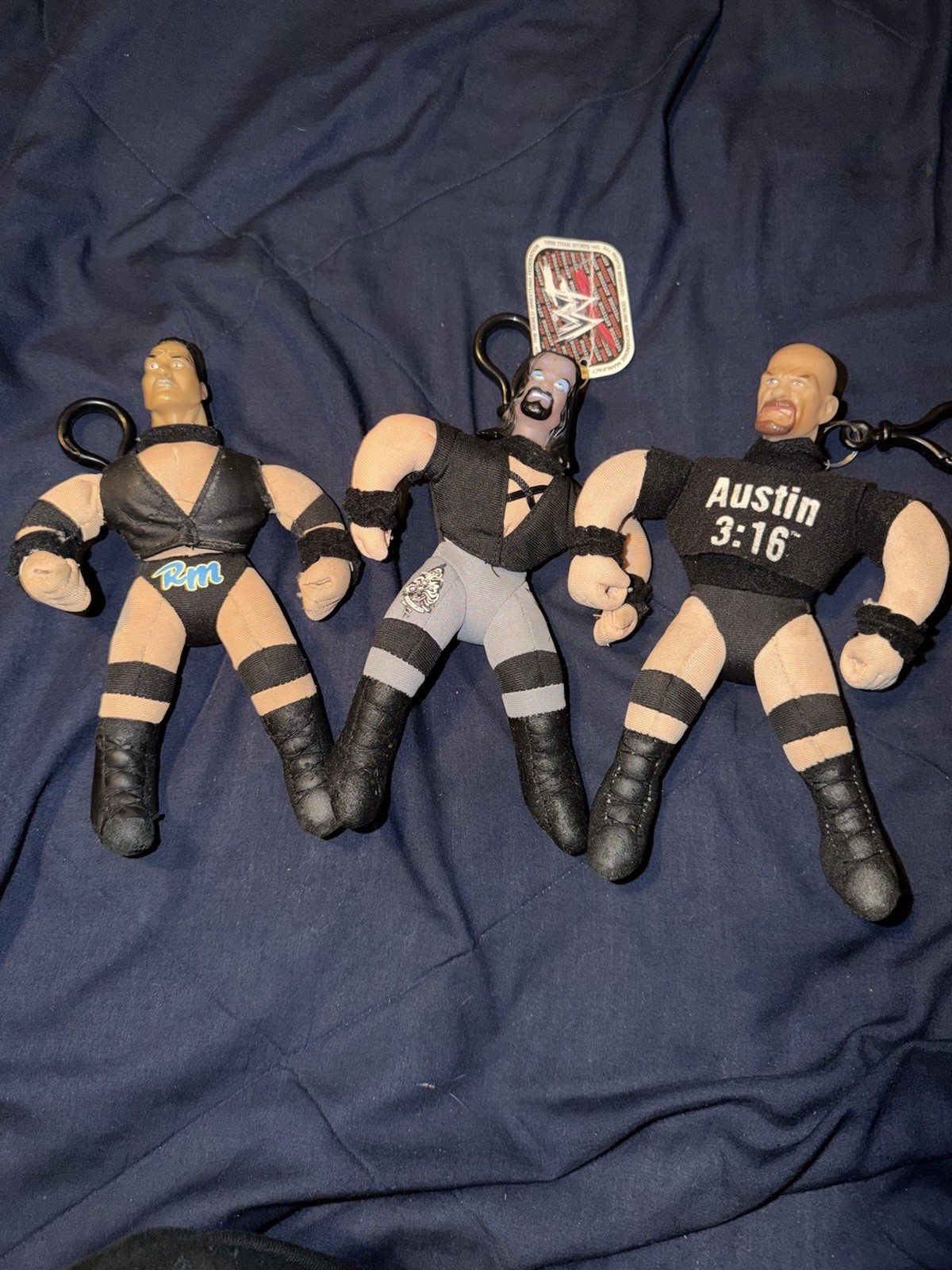 1999 The Rock Stone Cold & The Undertaker Titan Sports 8” Keychain Plush 1999 The Rock Stone Cold & The Undertaker Titan Sports 8” Keychain Plush