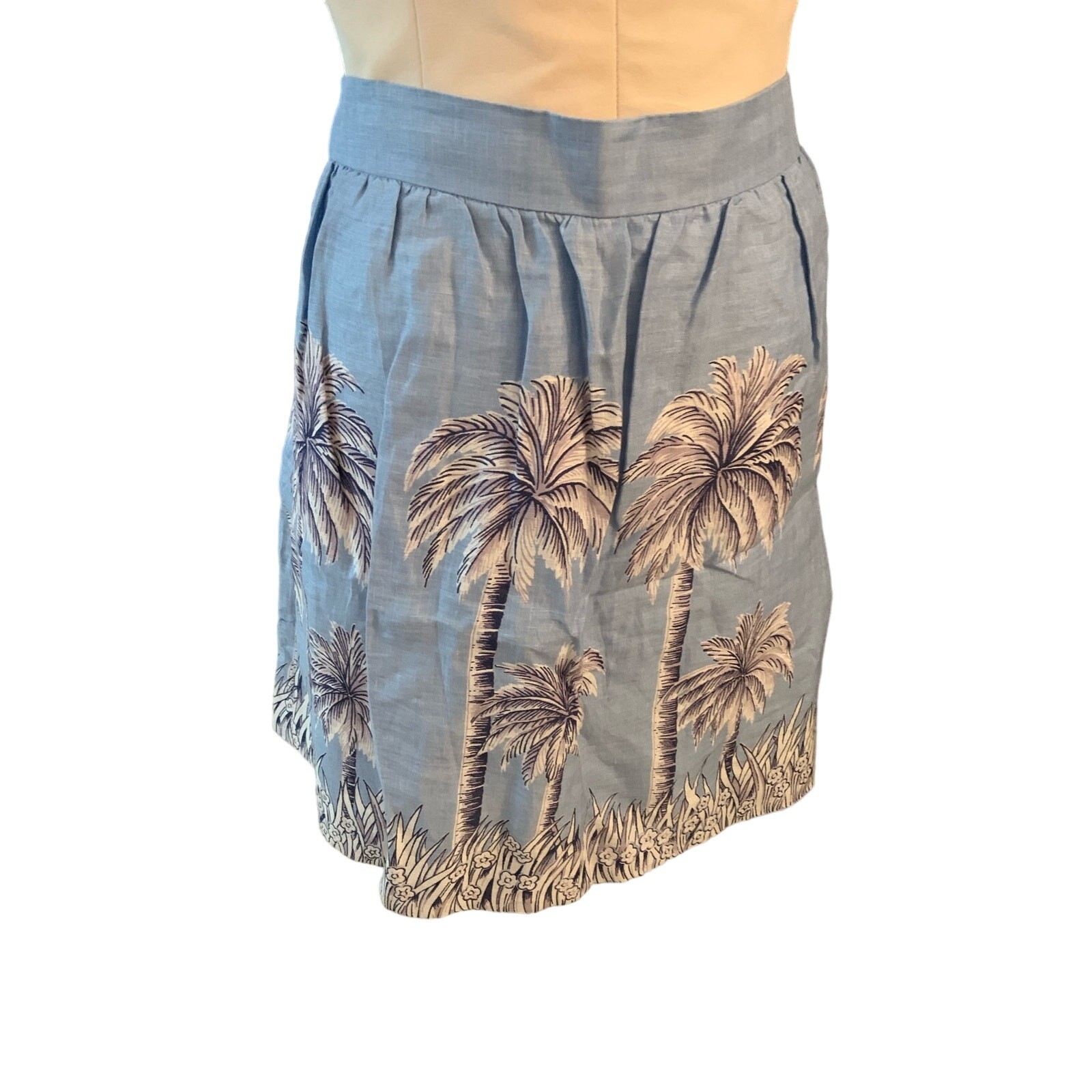 J.Crew Light Blue Palm Trees Skirt Sz 10 J.Crew Light Blue Palm Trees Skirt Sz 10