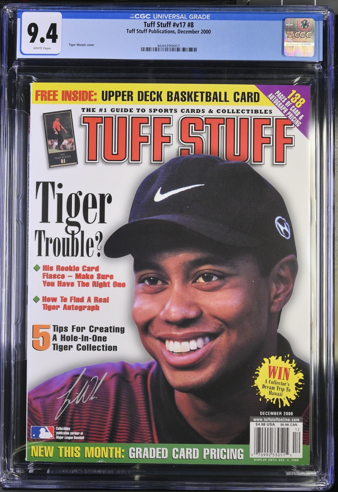 Tuff Stuff Vol 17 #8 December 2000 Tiger Woods CGC 9.4 Newsstand (TOP POP)