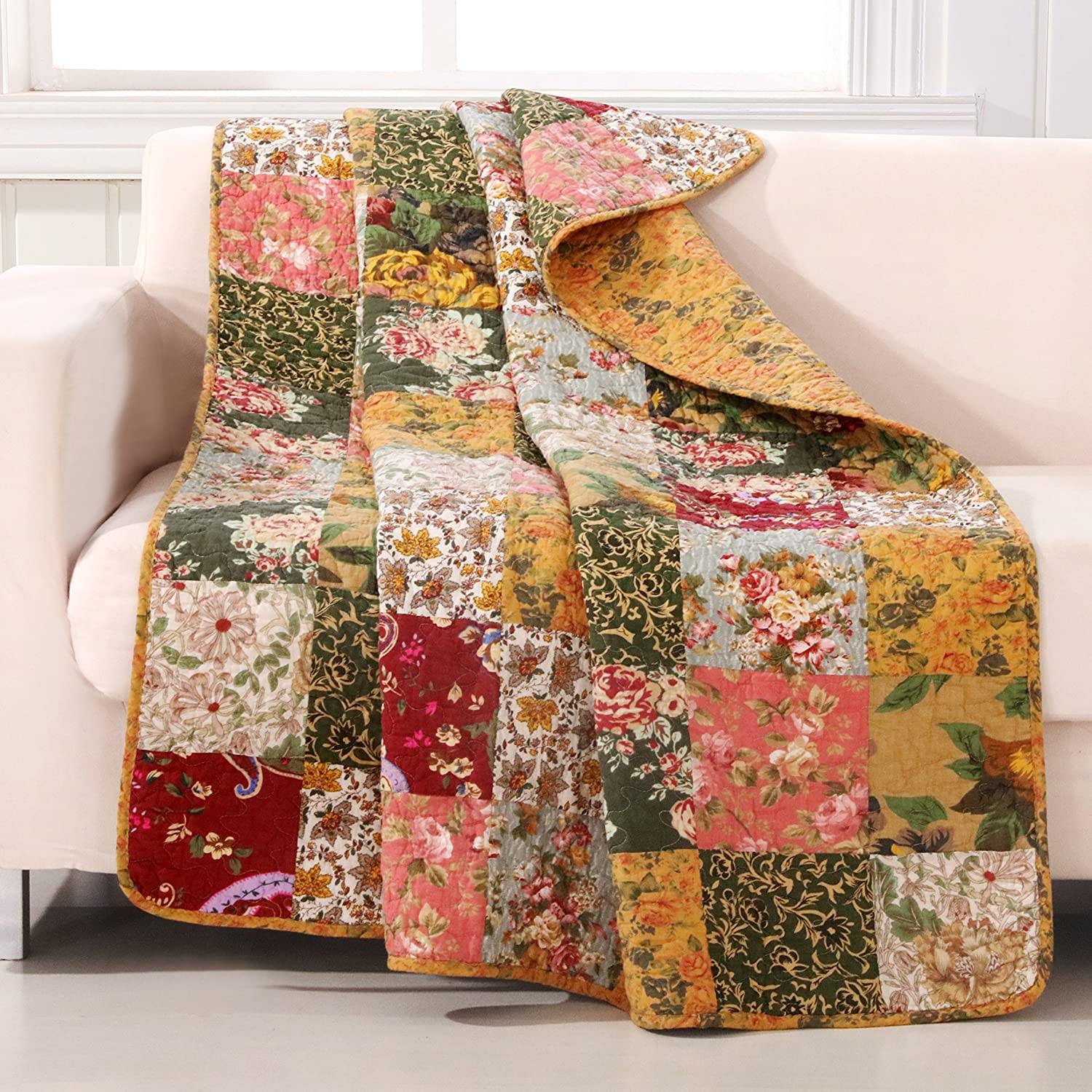 Greenland Home Antique Chic Quilted Patchwork Throw, 50\