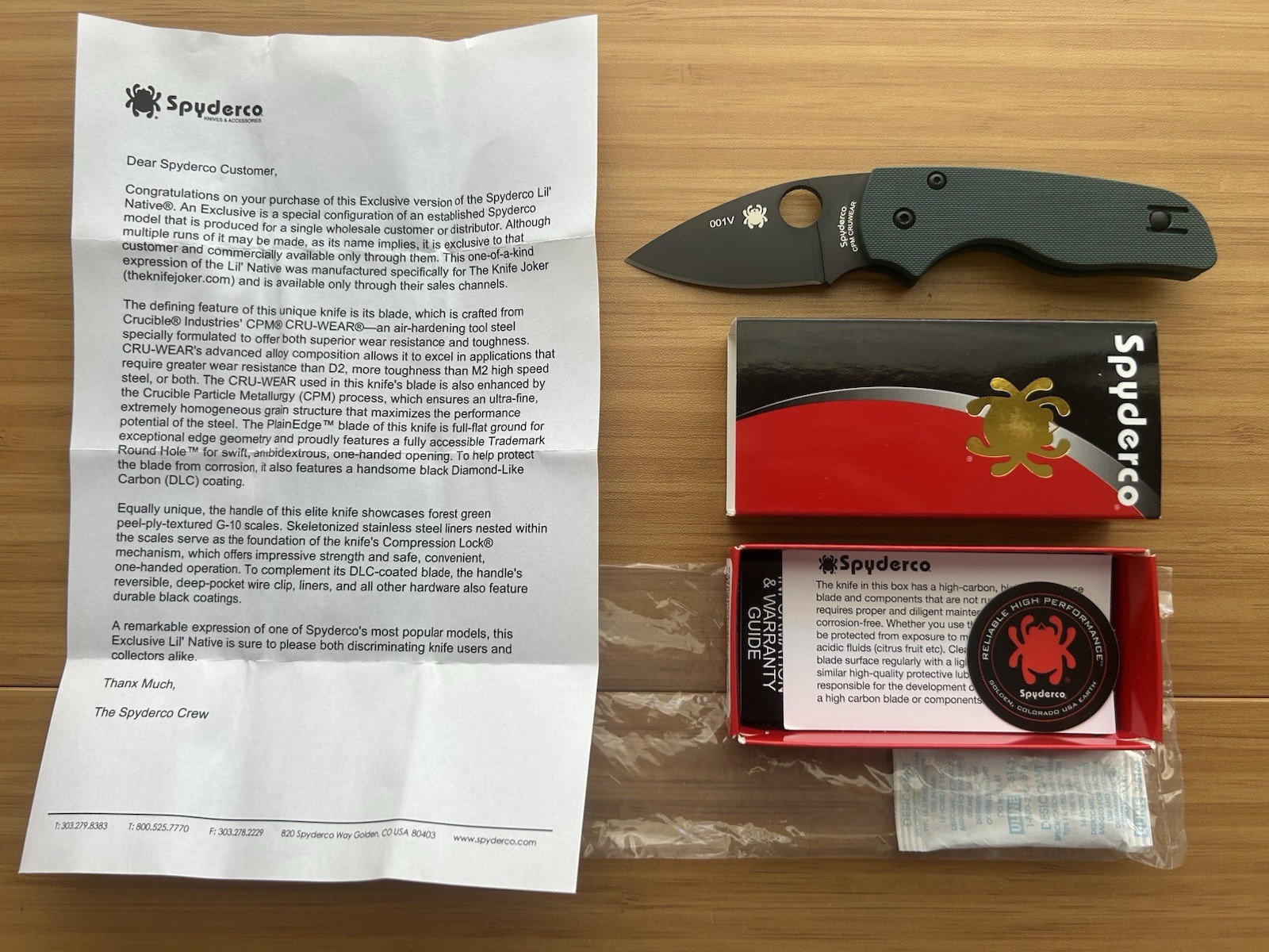 Spyderco #001V Knife Joker Lil Native C230GPDGRBK - Forest Green G10 - CruWear