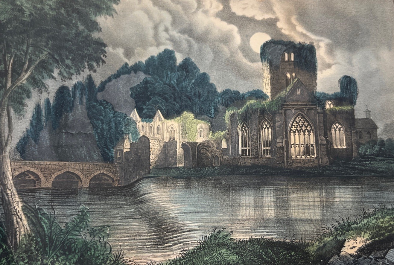 Original 1870s Currier & Ives Lithograph ‘Holy Cross Abbey’