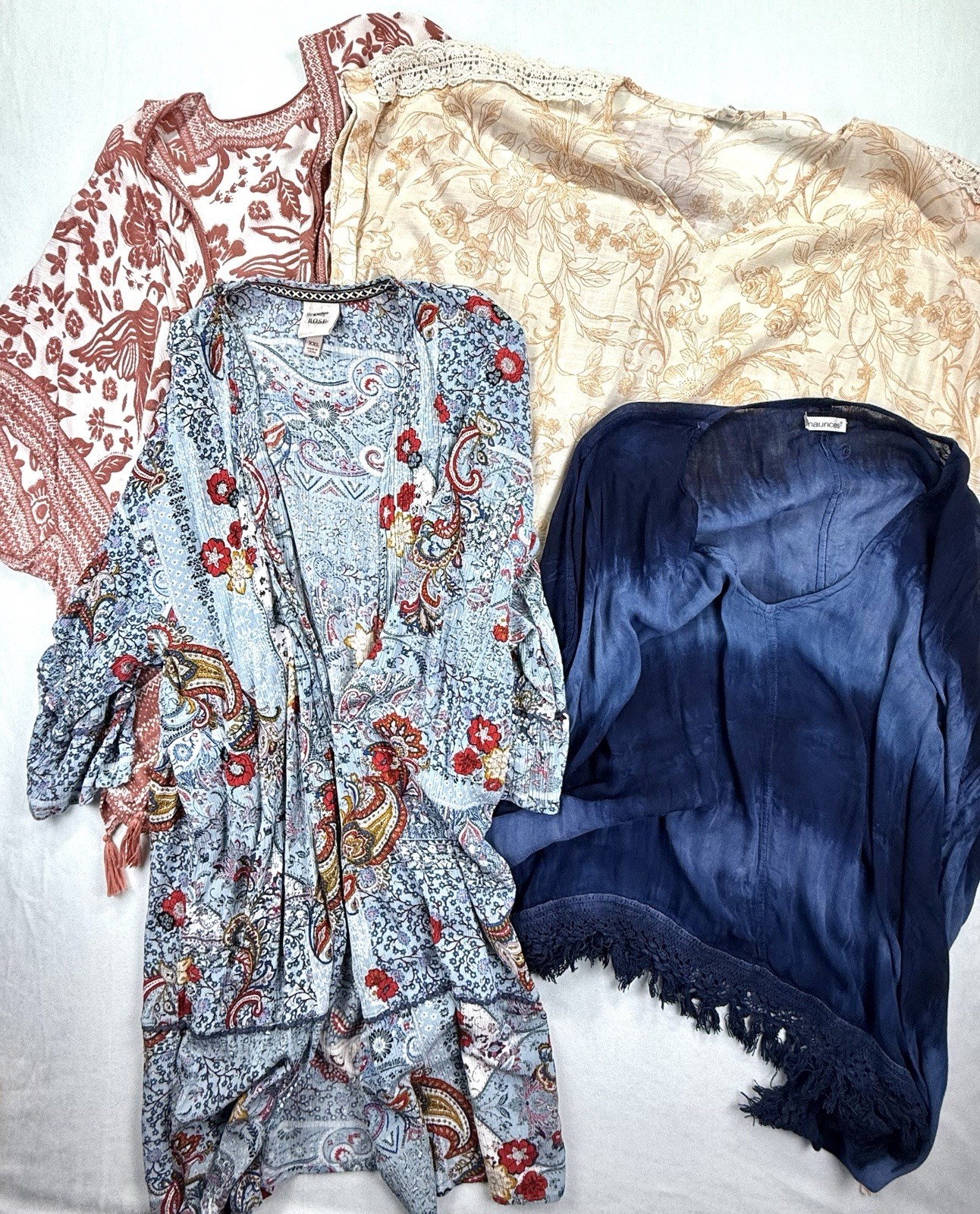 LOT of 4 Kimono Cover Up Dusters XXL Knox Rose Como Blue Tribal Boho Chic LOT of 4 Kimono Cover Up Dusters XXL Knox Rose Como Blue Tribal Boho Chic
