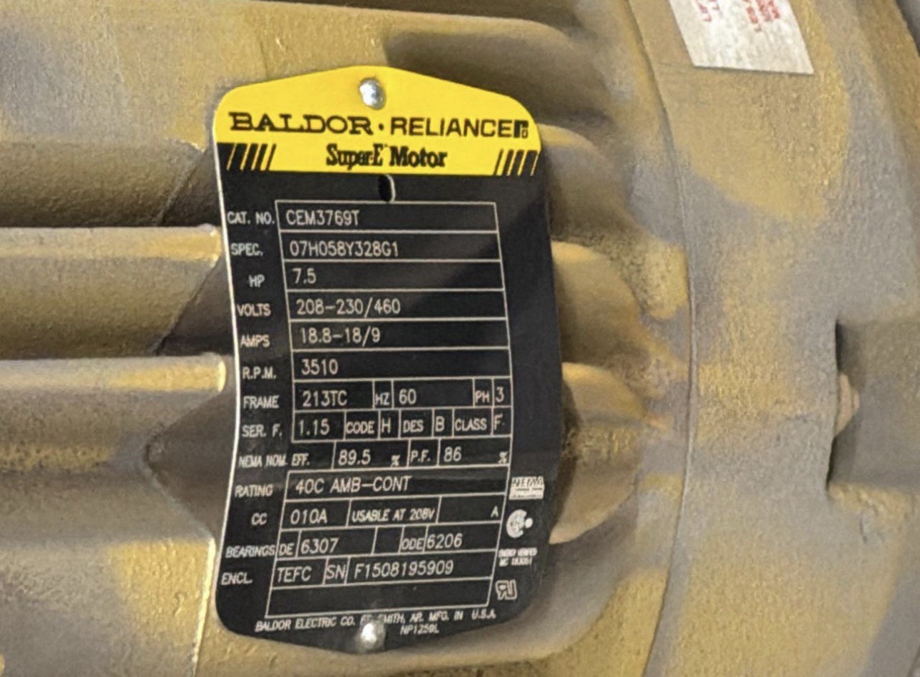 Motor 7.5 HP Baldor Reliance Super E Motor 7.5 HP Baldor Reliance Super E