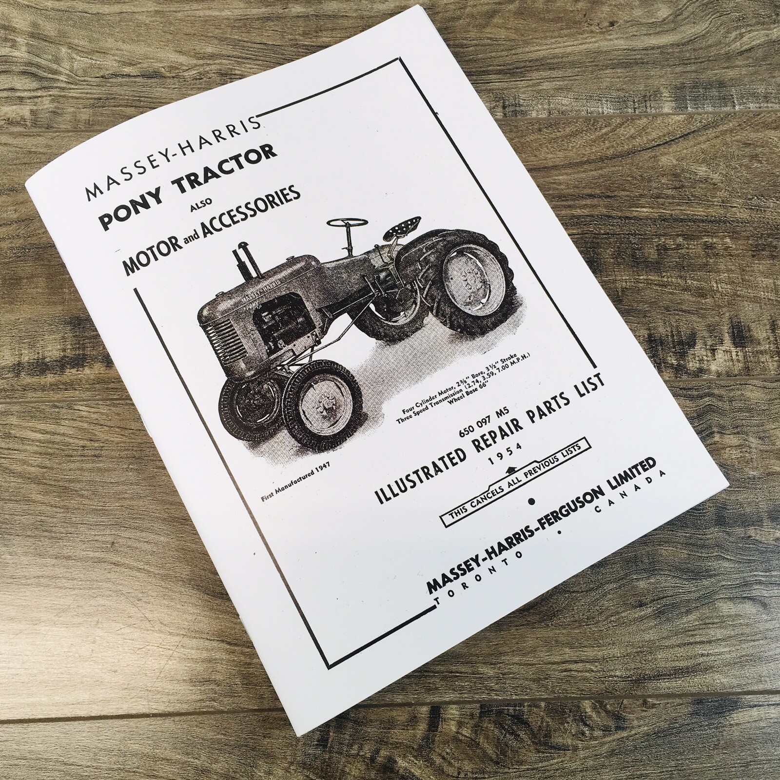 Massey Harris Pony Tractor Parts Catalog Repair List Manual Motor Accessories
