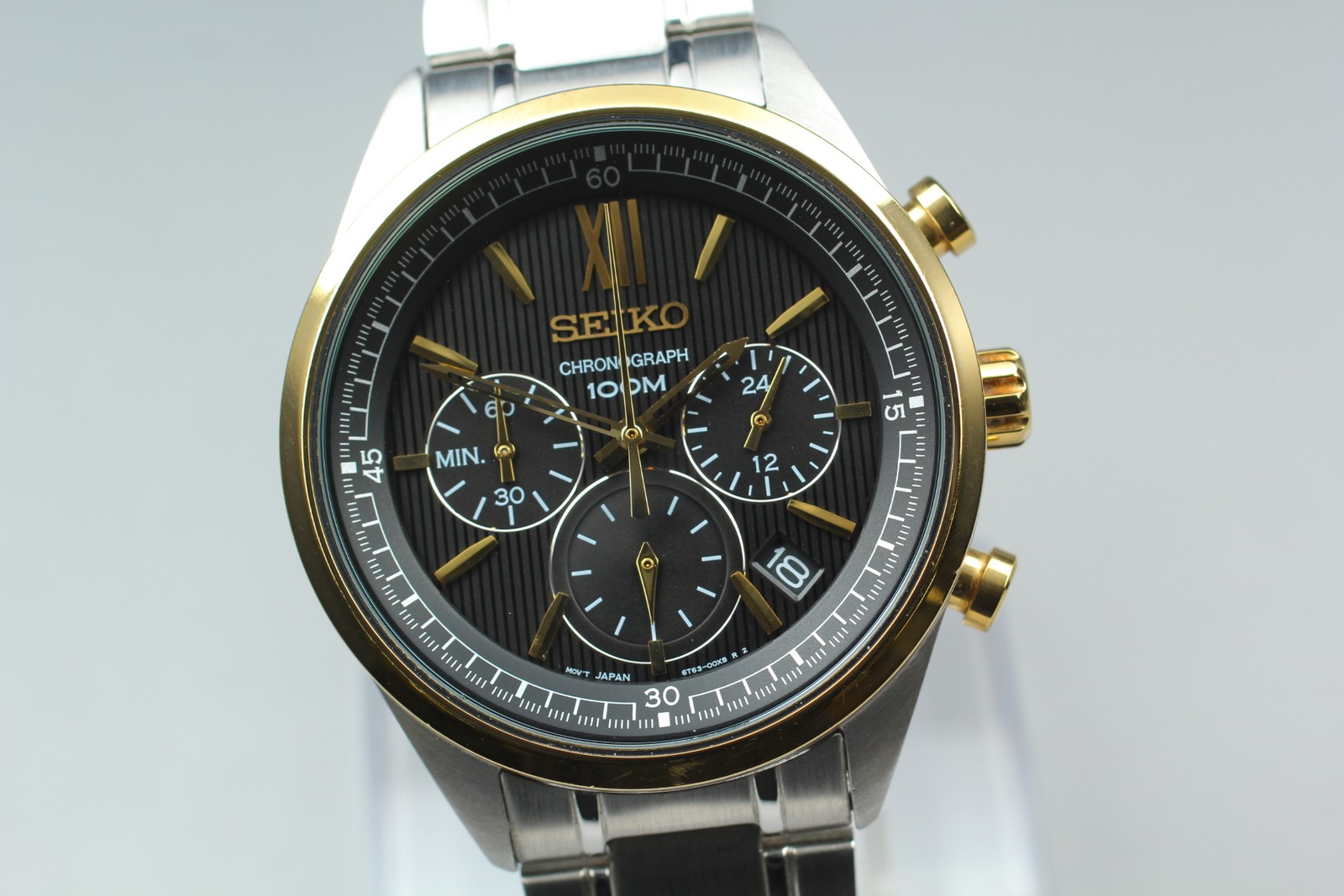 [N MINT]  SEIKO Chronograph 6T63-00P0 Black Gold Men\'s Quartz Watch From JAPAN